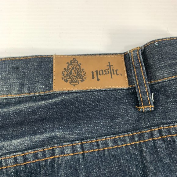Nostic Mens Jeans Size 48 X 33 Factory Fading Back Pocket Stitching Straight Leg - Picture 7 of 11
